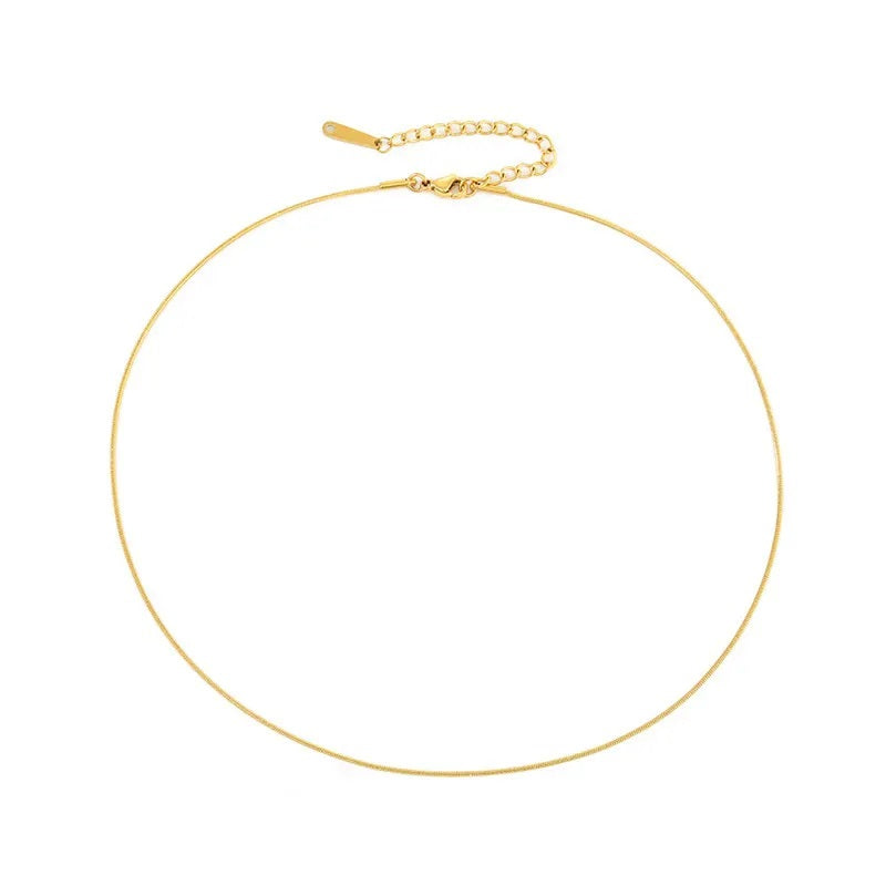 Dainty Snake Chain Necklace crafted from high-quality 925 sterling silver. Classic and versatile design. Adjustable length, available in 18K gold, rose gold or sterling silver